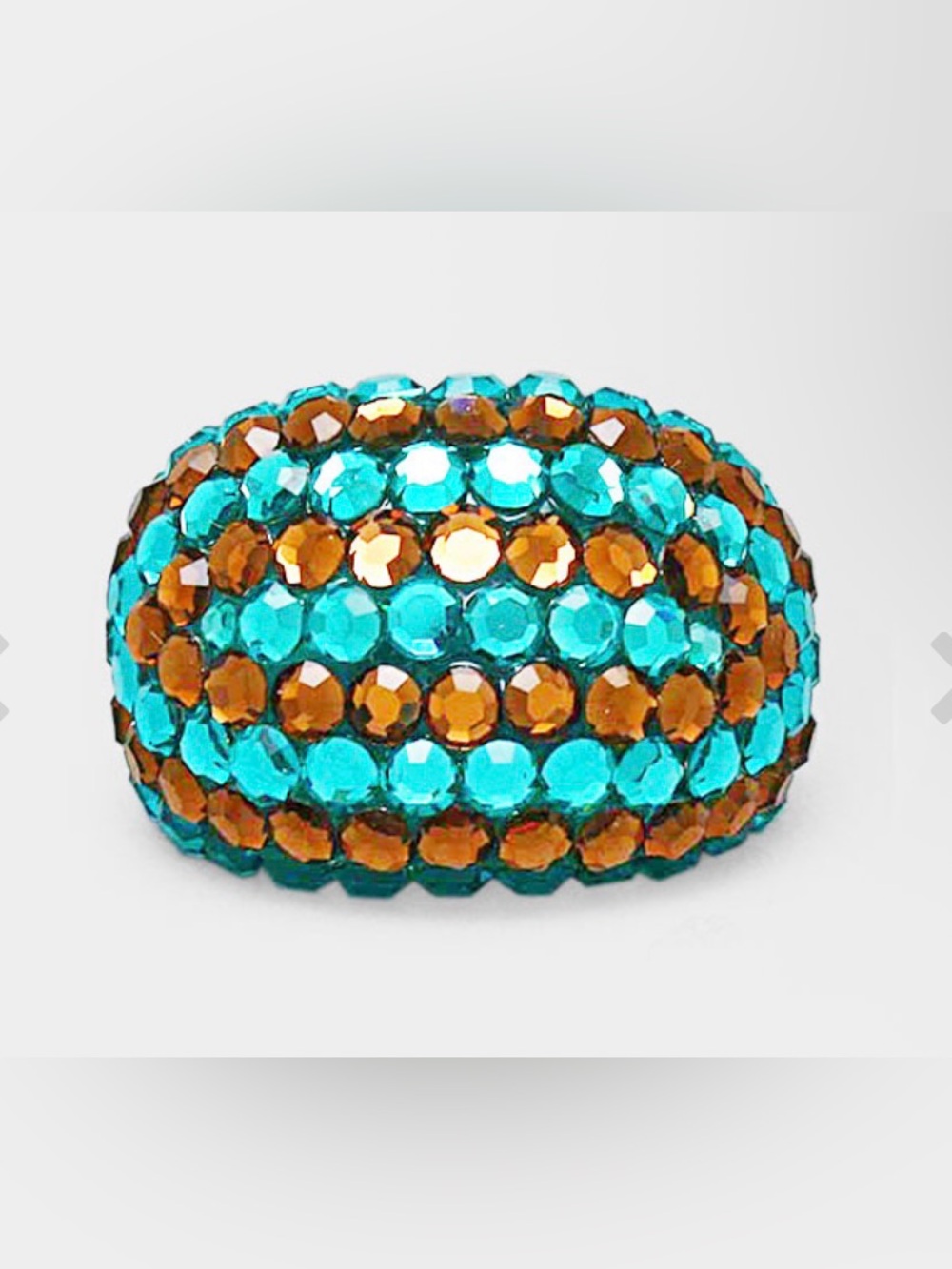 Crystal-Encrusted Teal and Amber Decorative Accent